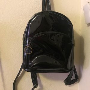 Latex black mini backpack